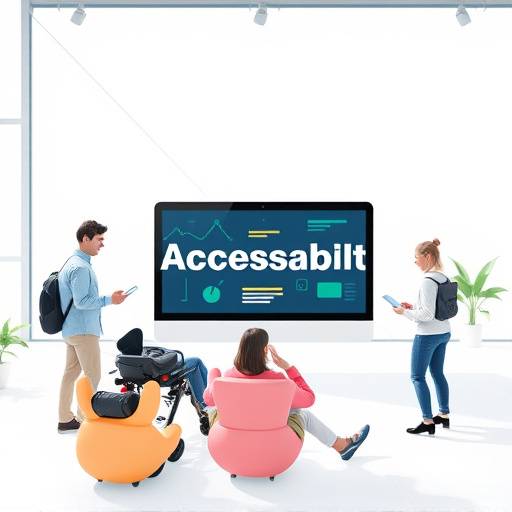Imagen que representa la accesibilidad web con diferentes iconos de usuarios y dispositivos.
