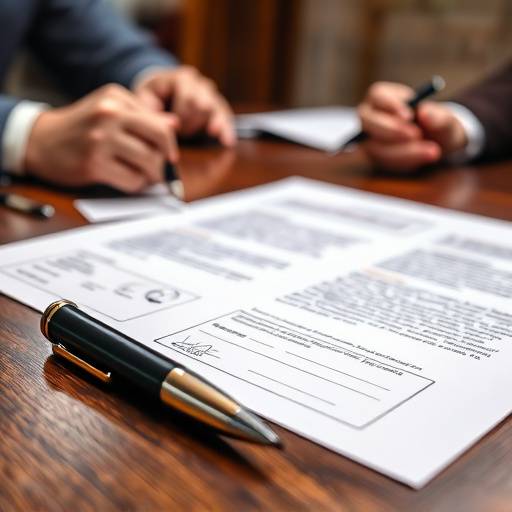 Imagen que representa un acuerdo legal, con un bolígrafo y documentos firmados sobre una mesa.